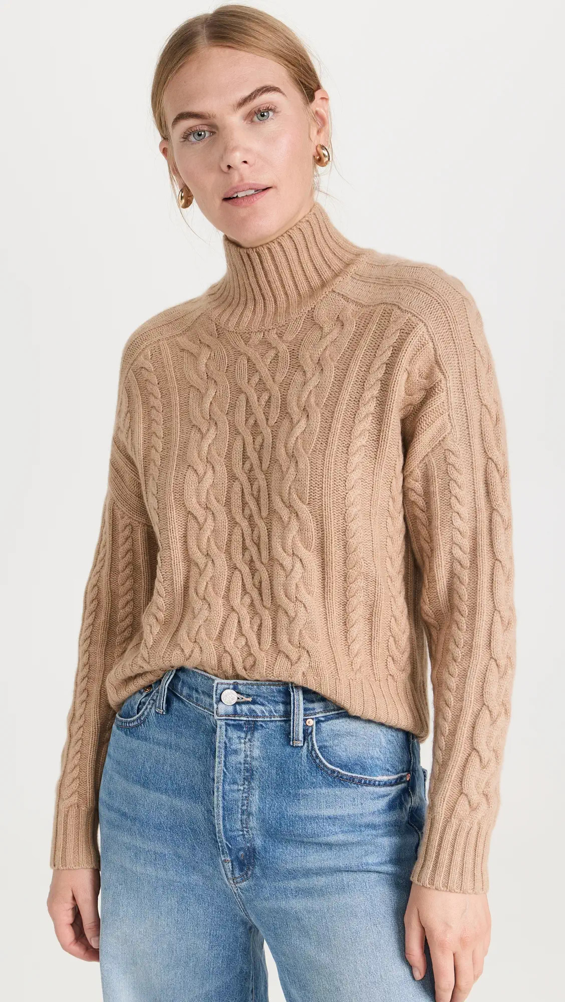 Autumn Cashmere Cropped Cable Mockneck Sweater | Shopbop | Shopbop