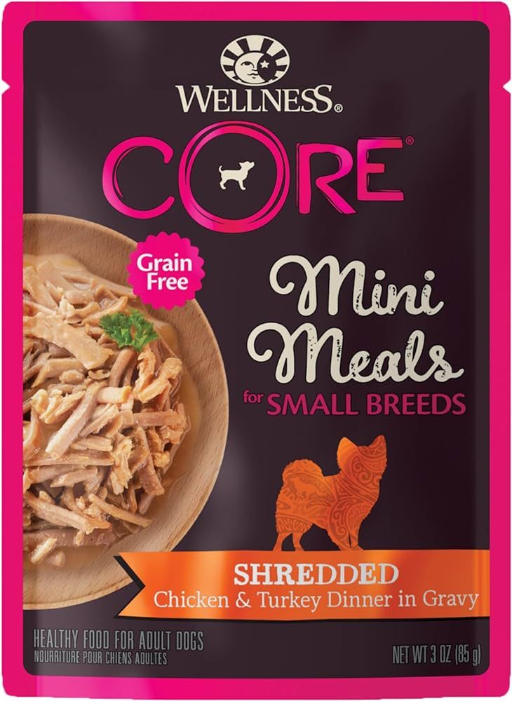 Wellness CORE Natural Grain Free Small Breed Mini Meals Wet Dog Food, Shredded Chicken & Turkey D... | Amazon (US)