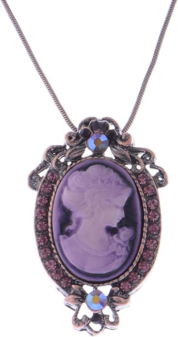 Alilang Vintage Inspired Rhinestones Cameo Lady Victorian Maiden Pendant Necklace | Amazon (US)
