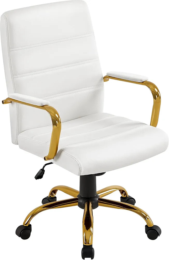 Yaheetech Mid-Back Office Chair PU Leather Desk Chair Adjustable Executive Task Chair w/Lumber Su... | Amazon (US)