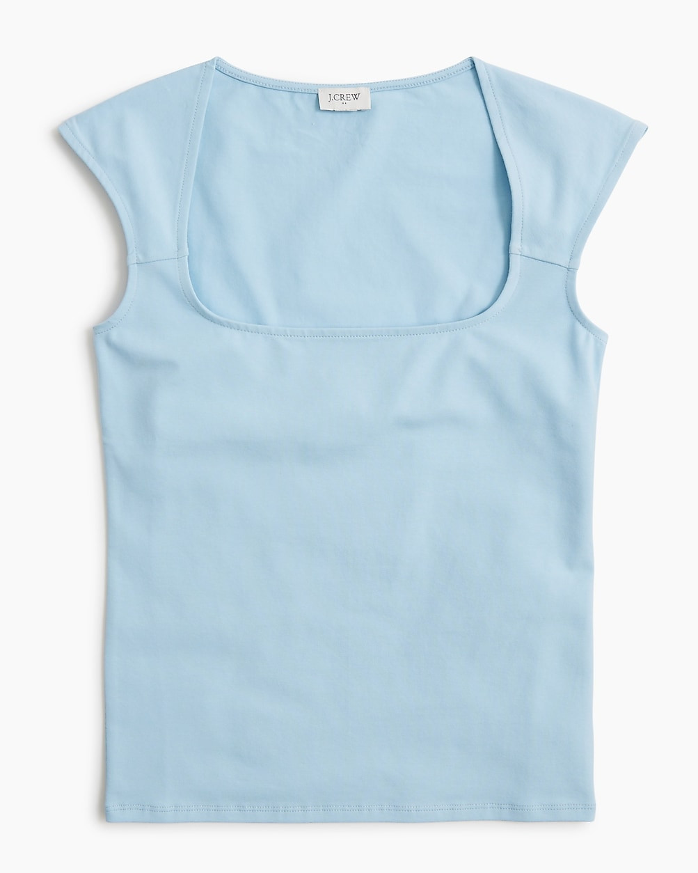 Cap-sleeve stretch cotton-blend squareneck tank top | J.Crew Factory