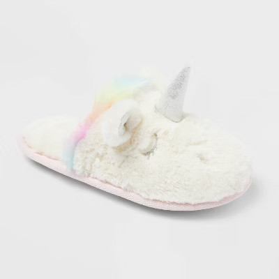 Kids Unicorn Scuff Slipper - Cat & Jack™ Ivory | Target