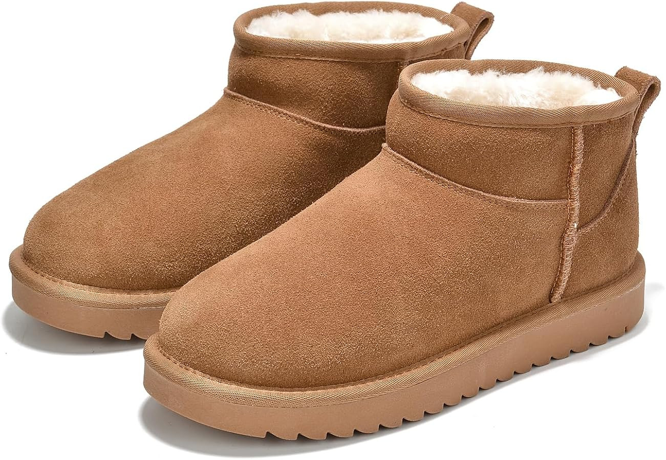 100% Genuine Leather Womens Boots Fur-Lined Booties Ankle Boots for Women | Amazon (US)