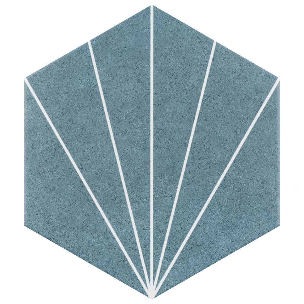 Merola Tile Aster Hex Azul Encaustic 8-5/8 in. x 9-7/8 in. Porcelain Floor and Wall Tile (11.56 sq.  | The Home Depot