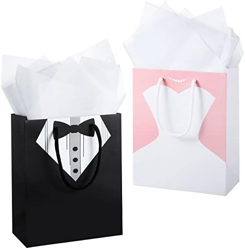 TaoBary 12 Pcs Bridal Party Gift Bags for Wedding 9 x 7.5 x 3.5 Inch Wedding Gift Bags, 6 Bridesm... | Amazon (US)
