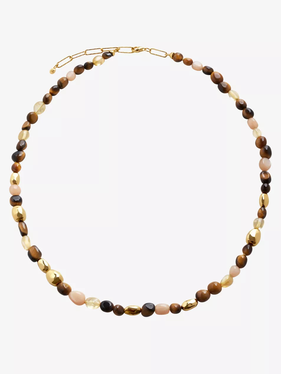 Rio 18ct yellow gold-plated vermeil sterling-silver, peach moonstone, citrine and tigers-eye bead... | Selfridges