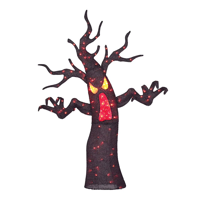 Black Tinsel Spooky Halloween Tree, 6' | At Home