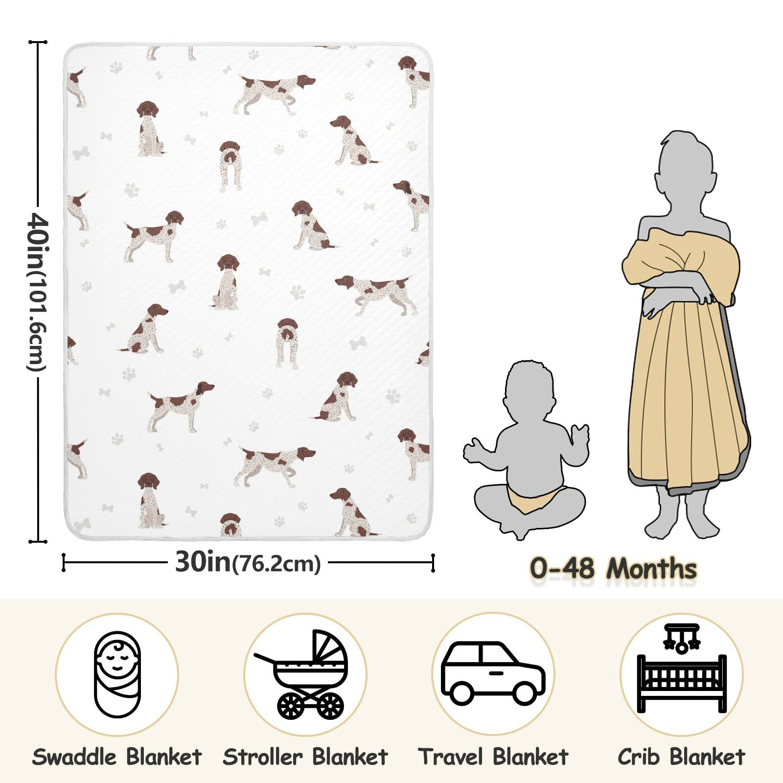 Swaddle Blanket German Shorthaired Pointer Cotton for Infants, Receiving, Lightweight Soft Swaddl... | Amazon (US)