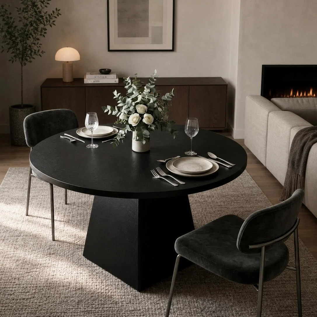 47 Inch Round Dining Table for 4-6 People, Wooden Pedestal Base Circle Table - Versatile for Dining Room Kitchen Living Room, Fits Farmhouse & Contemp | Wayfair North America