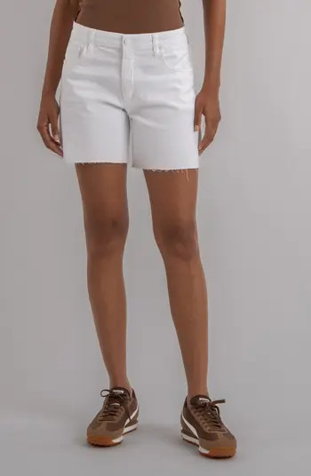 KUT from the Kloth Hailey Raw Hem High Waist Denim Bermuda Shorts | Nordstrom | Nordstrom