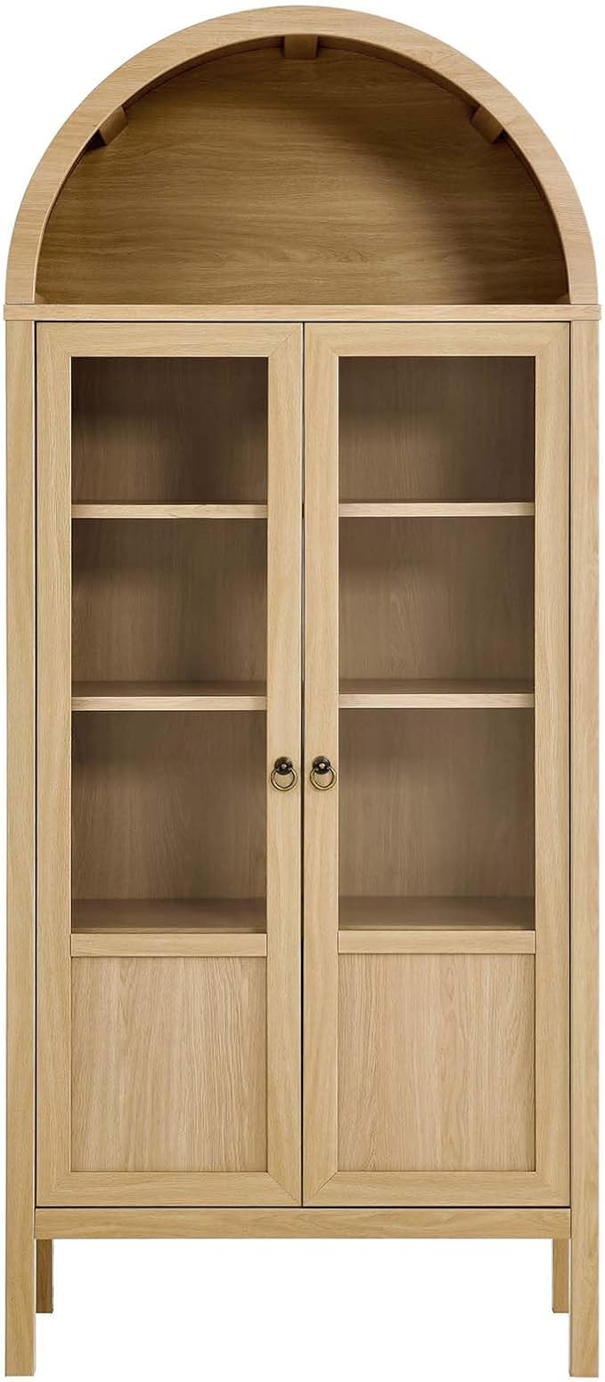Modway Tessa Arched 71" Tall Storage Display Cabinet in Walnut Wood Grain | Amazon (US)