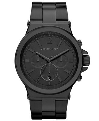 Men's Dylan Chronograph Black Ion Plating Stainless Steel Bracelet Watch 48mm | Macys (US)