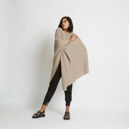 JENICA CASHMERE PONCHO IN FAWN | Santicler