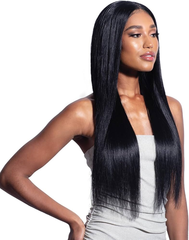 GLOSSY 100% VIRGIN REMY HAIR - STRAIGHT (18"/20"/22", NATURAL BLACK) | Amazon (US)