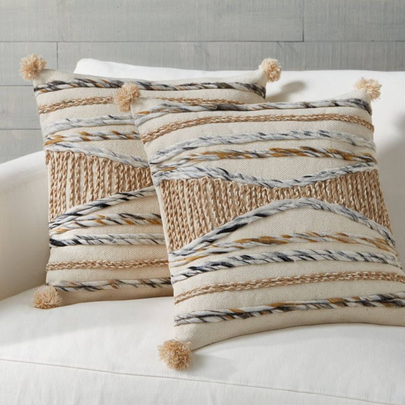 Xavier Pom Pom Pillows 20", Set of 2 + Reviews | Crate and Barrel | Crate & Barrel