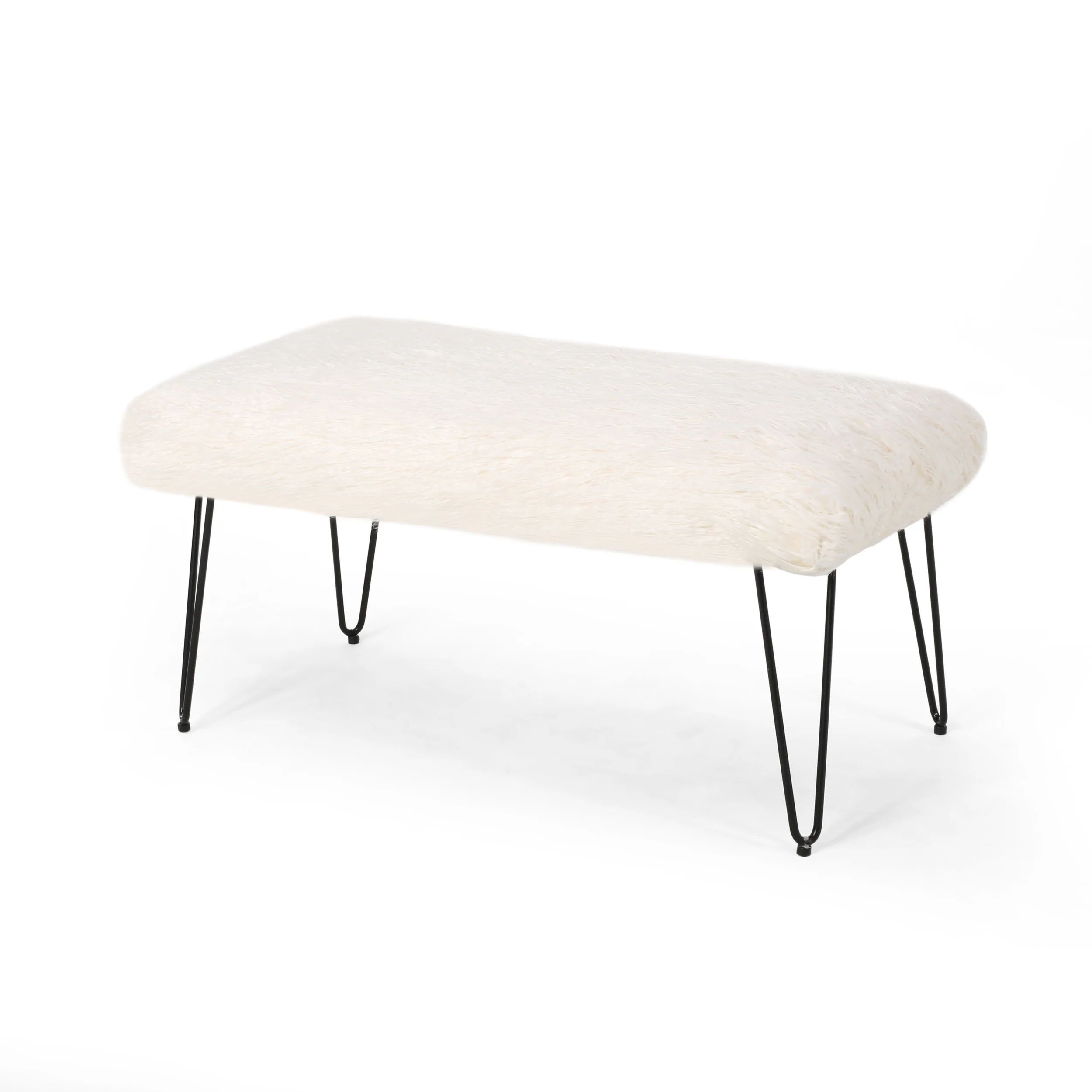 Binniker Faux Fur Bench with Hairpin Legs by Christopher Knight Home | Bed Bath & Beyond