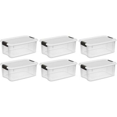 6 Pack Sterilite 18 Quart Ultra Latch Storage Box w/White Lid & See-Through Base | Target