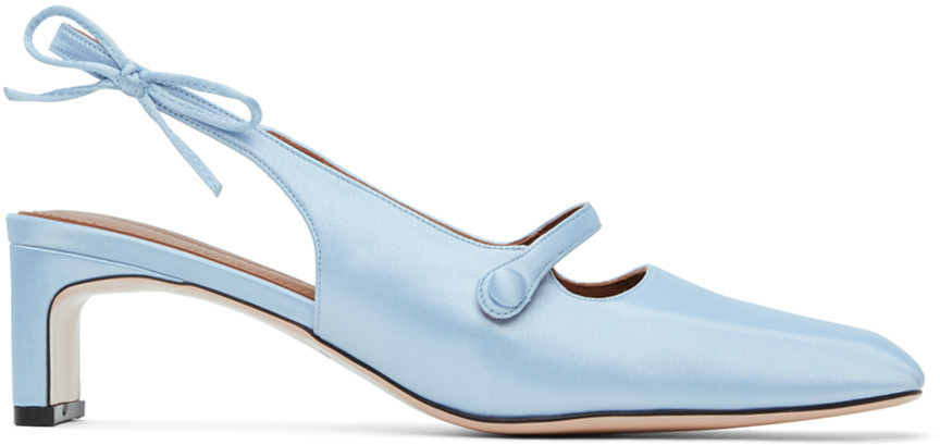 SHUSHU/TONG Blue Side Bow Square Toe Heels | SSENSE