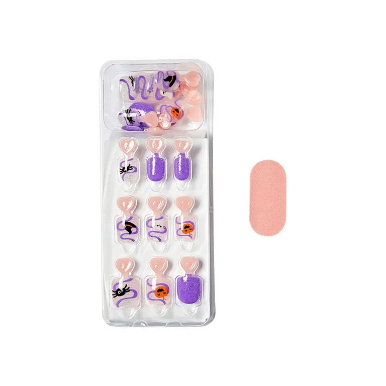 KISS imPRESS No Glue Needed Press On Nails, Kids, To day-scare, Pink, Kids Squoval, 20 Count | Walmart (US)