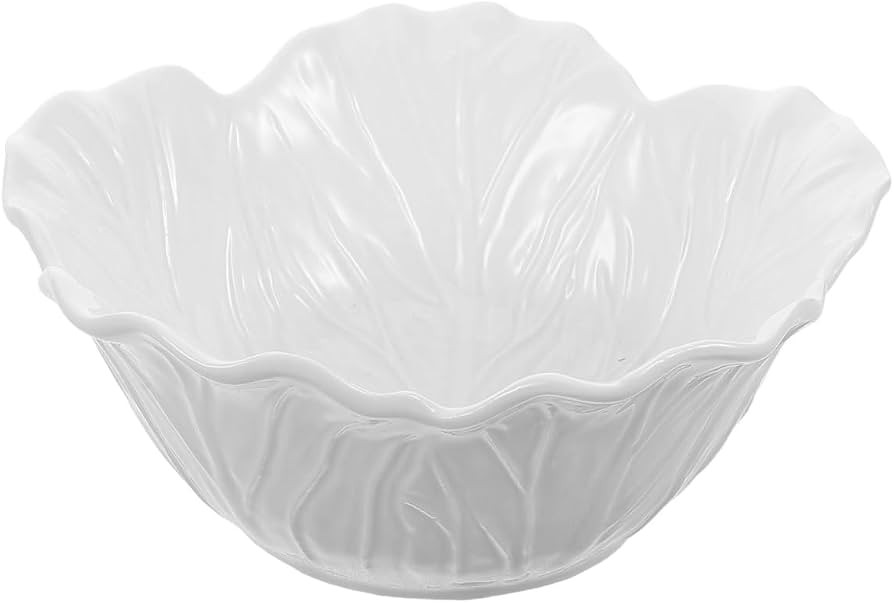 STOBAZA Flower Shaped Porcelain Bowl, White Cabbage Embossed Serving Dish, Decorative Ceramic Bow... | Amazon (US)