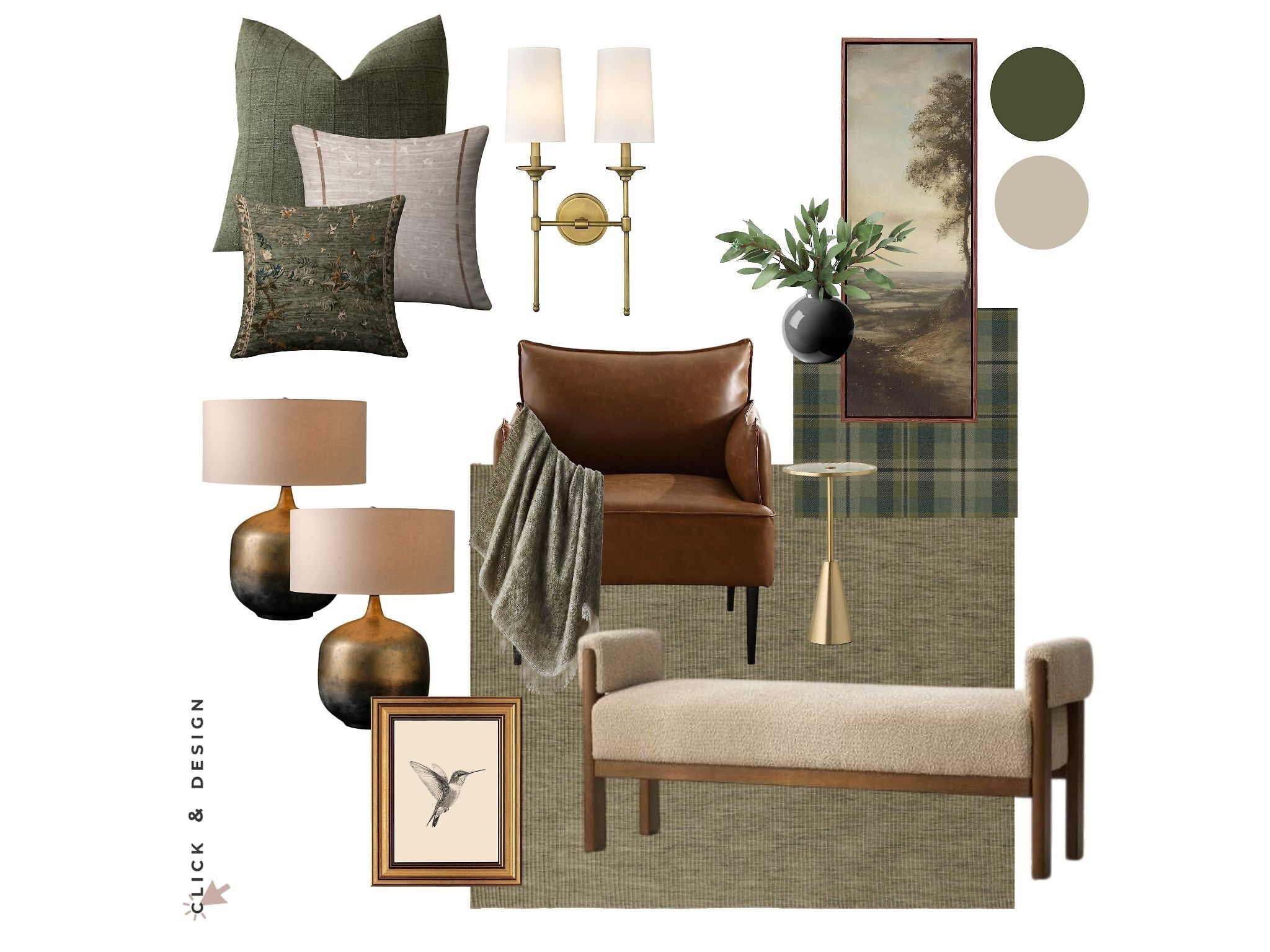 Living room refresh with neutrals and greens ! 