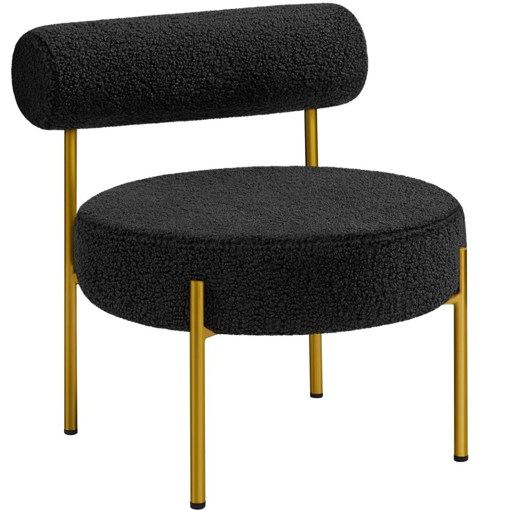 Topeakmart Modern Boucle Accent Chair with Gold Metal Legs for Living Room, Black | Walmart (US)
