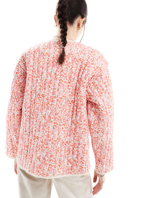 ASOS DESIGN cotton quilted jacket in ditsy floral print | ASOS (Global)