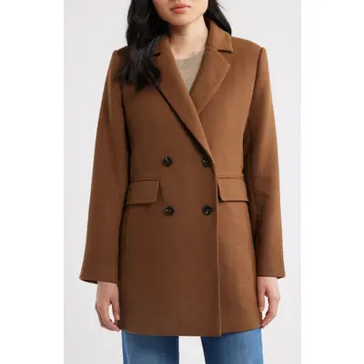 Bernardo Plaid Double Breasted Coat in Grey at Nordstrom, Size Small | Nordstrom
