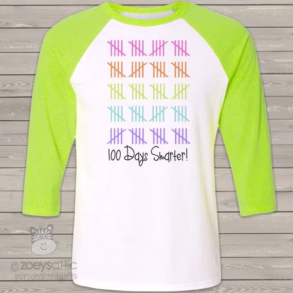 Teacher shirt - 100 Days Smarter - fun hundred day raglan shirt for teachers TS100D | Etsy (US)