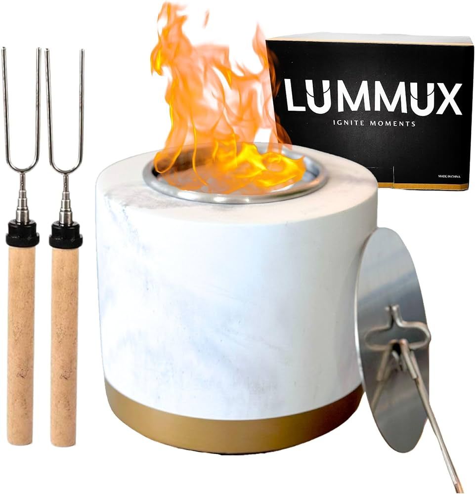 LUMMUX Portable Tabletop Fire Pit Bowl - Concrete Table Top Firepit, Indoor Smores Maker Kit, Fir... | Amazon (US)