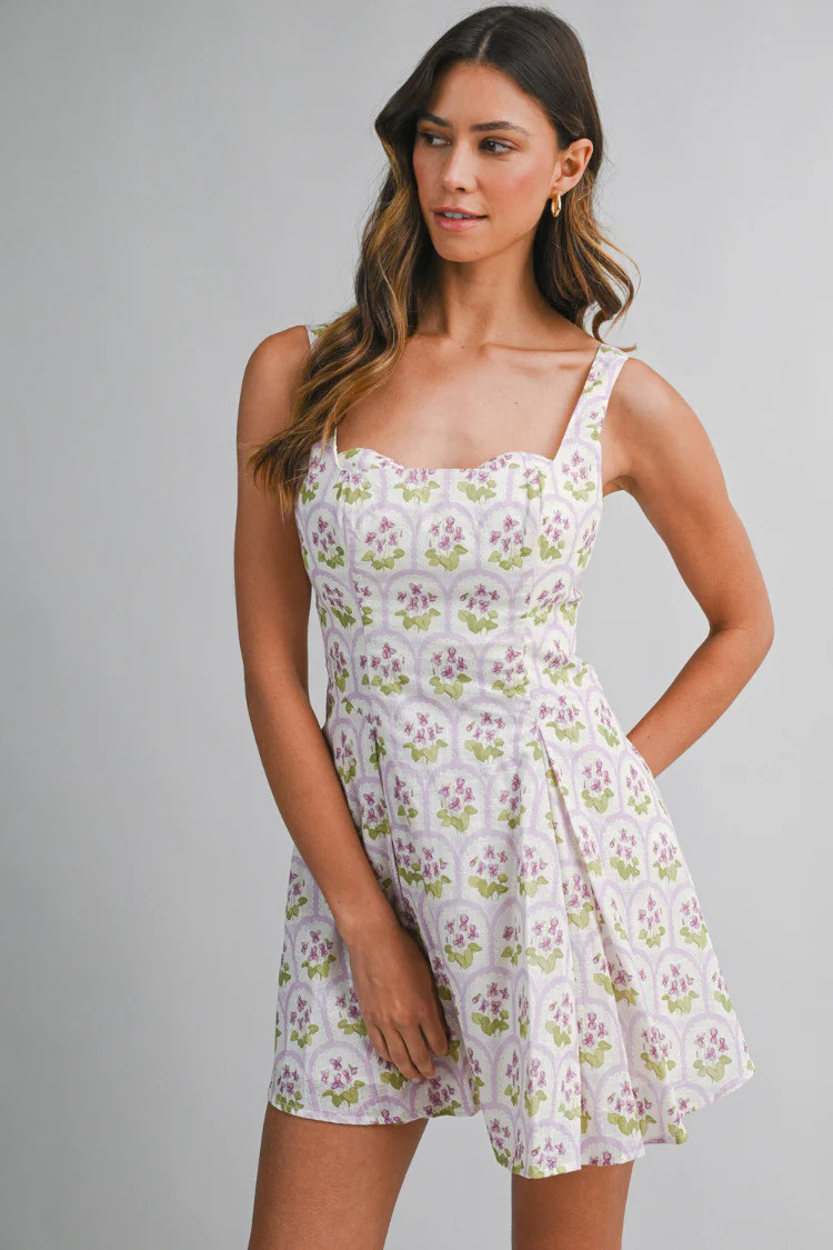 Avignon Lavender Floral Mini Dress | Confête