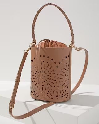 Tan Laser Cut Leather Bucket Bag | Chico's