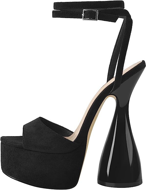 LISHAN Women's Platform Slingback Block High Heels | Amazon (US)