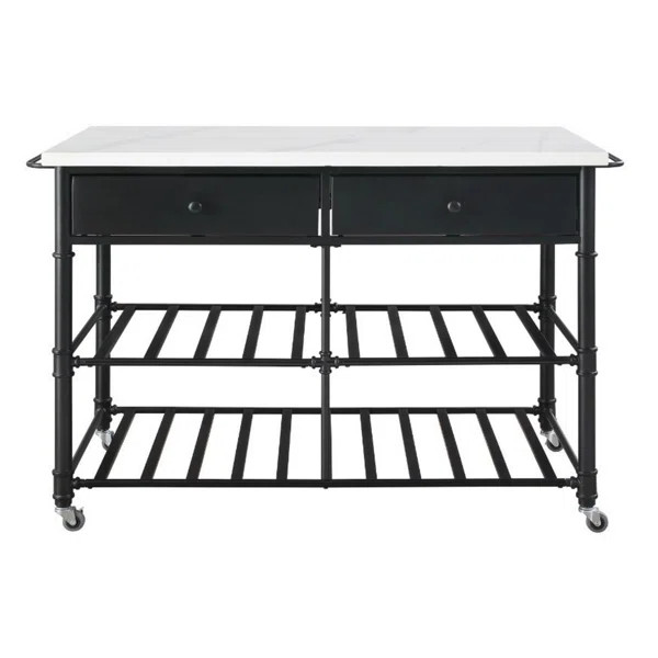 Hubbell 50'' Wide Rolling Kitchen Island with Marble Top | Wayfair North America