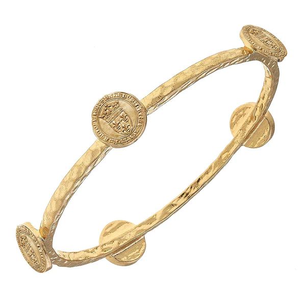 CANVAS Style x MaryCatherineStudio French Coin Bangle in Worn Gold | CANVAS