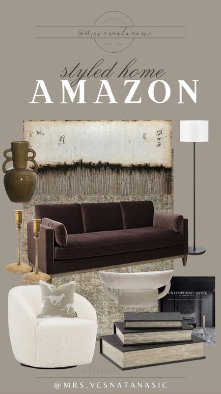 Styled moody living room all from Amazon! Love this large scaled art and this velvet sofa! 

Amazon, Amazon home, living room, living room, coffee table, sofa, chair, accent chair, 

#LTKsalealert #LTKstyletip #LTKhome