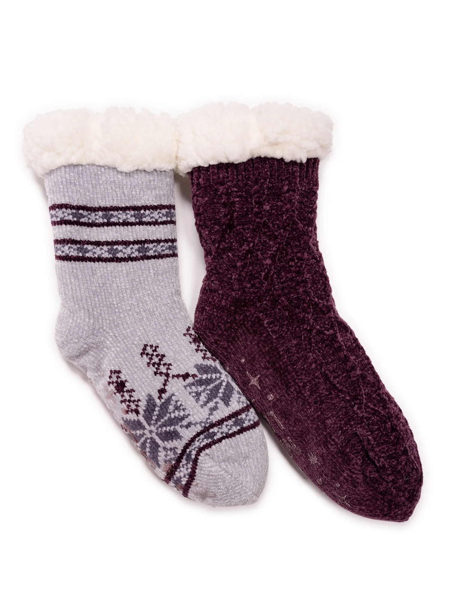 Muk Luks Women's Chenille Plush Lined Cabin Socks, 2-Pack, Sizes S-XL | Walmart (US)