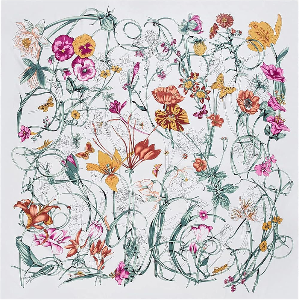 ba knife Fashion Silk Square Scarf Check Floral Head Scarf Neck Hair Tie for Women 51x51 Inches | Amazon (US)