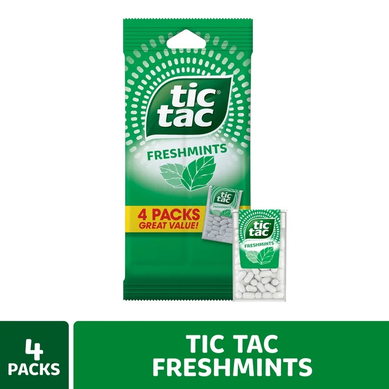 Tic Tac Freshmints, On-the-Go Breath Mints, Pocket-Sized Mints, 4 Count Multipack, 1 oz Each | Walmart (US)