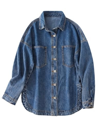 LifeShe Women Denim Shirt Jean Jacket Oversize Button Down Shirt Long Sleeve Jean Tops Trendy Sha... | Amazon (US)