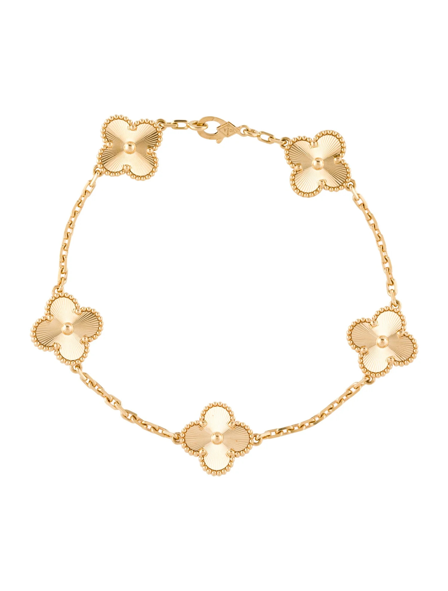 Van Cleef & Arpels Vintage Alhambra Guilloché 5 Motif Bracelet - Station, Bracelets - VAC41323 |... | The RealReal