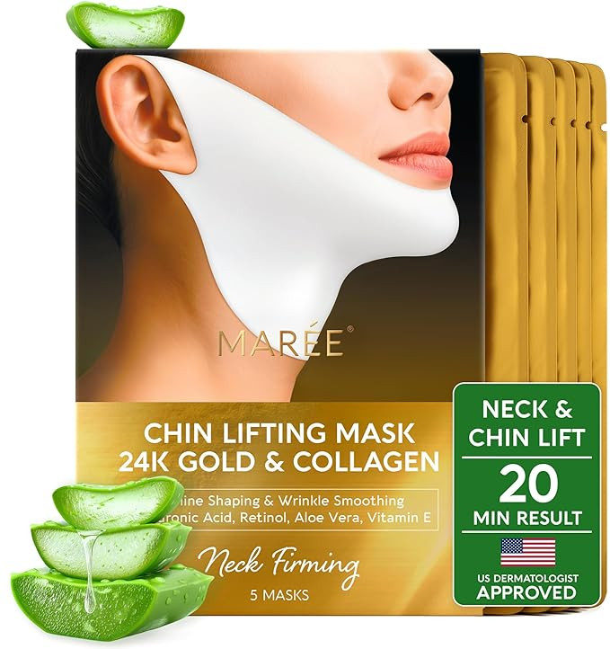 MAREE V Line Lifting Mask with 24K Gold – Deep Collagen Face Mask for Women – Jawline Shaper ... | Amazon (US)