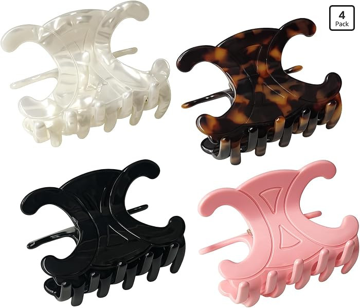 Butterfly Hair Clips, 4 Pack Premium Acetate Hair Claw Clips for Women, Medium-Strong Hold for Th... | Amazon (US)