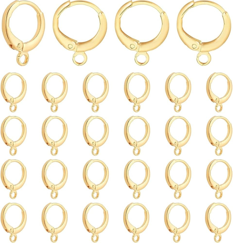 PH PandaHall 30pcs Earring Hooks Huggie Hoop Earring Findings 18K Gold Plated Lever Back Earring ... | Amazon (US)