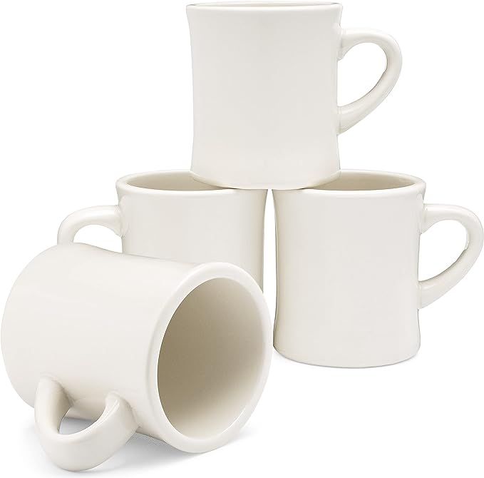 COLETTI Diner Coffee Mugs Set of 4-11oz Ceramic Coffee Mug set - Retro 1950s Plain Stoneware Coff... | Amazon (US)