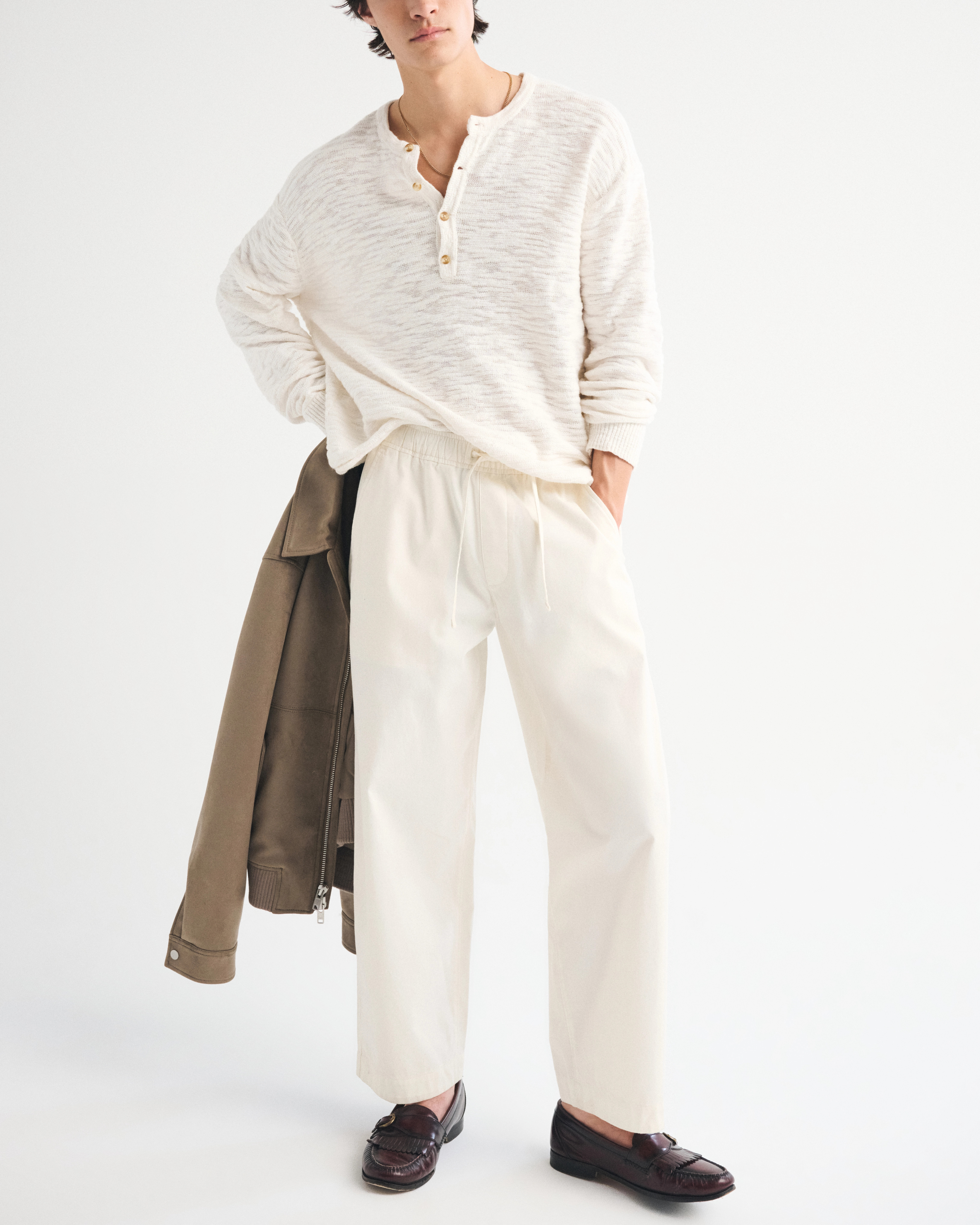 Baggy Poplin Taper Pull-On Pant | Abercrombie & Fitch (US)