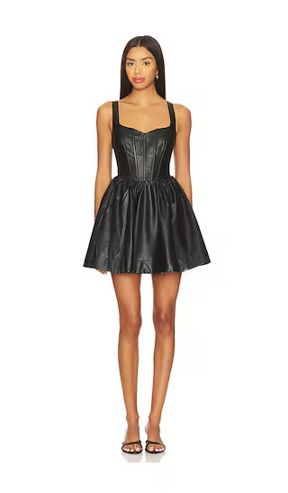 Savoy Faux Leather Mini Dress in Black | Revolve Clothing (Global)