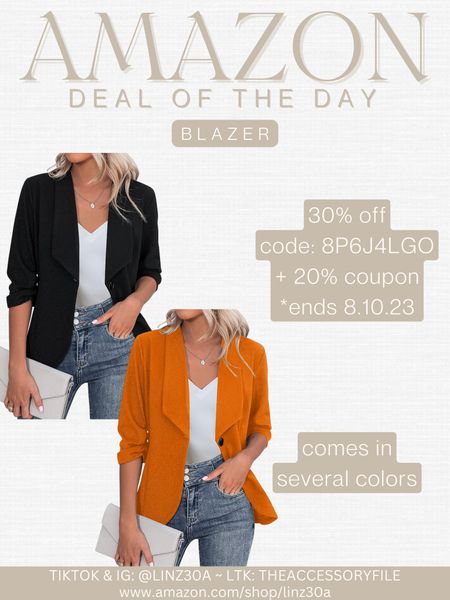 Amazon deal of the day - ladies blazers 

Workwear, amazon fashion finds, amazon must haves 

#LTKunder50 #LTKsalealert #LTKworkwear