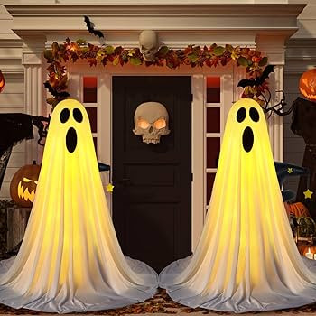 2 Packs Ghost Halloween Decoration Outdoor Indoor Light Up Halloween Ghost Kit Spooky Halloween G... | Amazon (US)