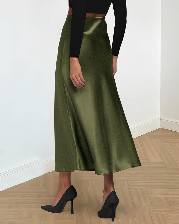 BTFBM 2025 Womens Summer Fall Long Satin Skirt Silk Elegant High Waist Cocktail Party Wedding Flo... | Amazon (US)